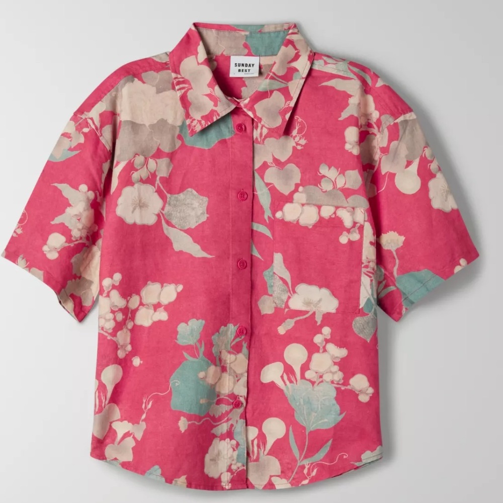 Sunday Best Eliza Shirt in Cerise Red size XS from Aritzia